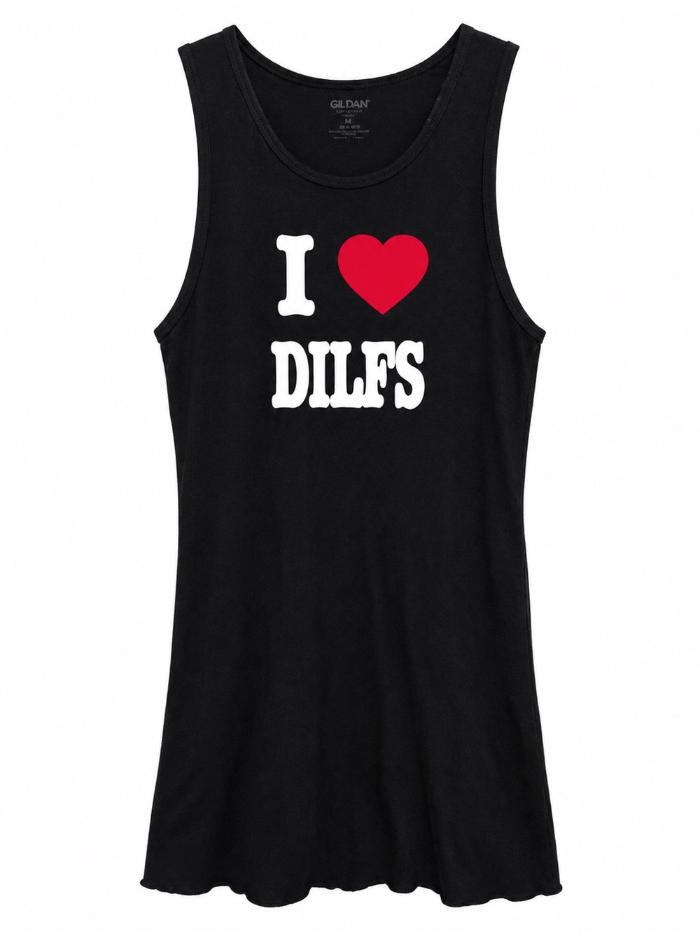 Gildan Black Tank Top with Red Heart and White Lettering